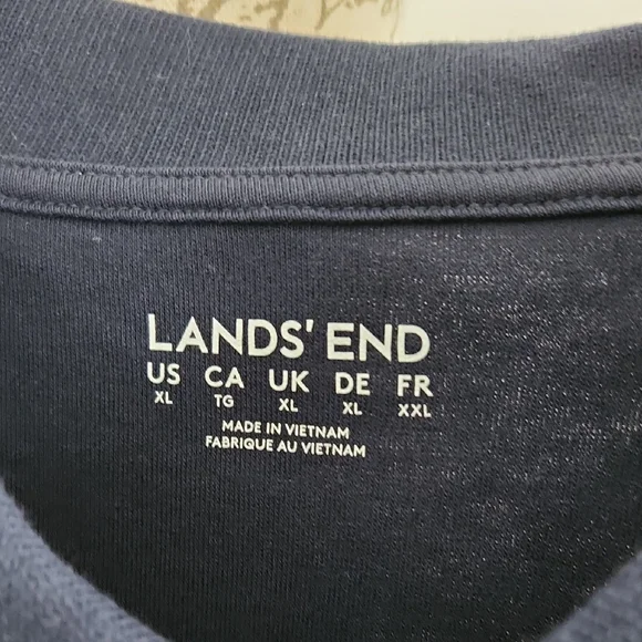 LAND'S END Navy Polo Long Sleeve Shirt - Picture 2 of 7